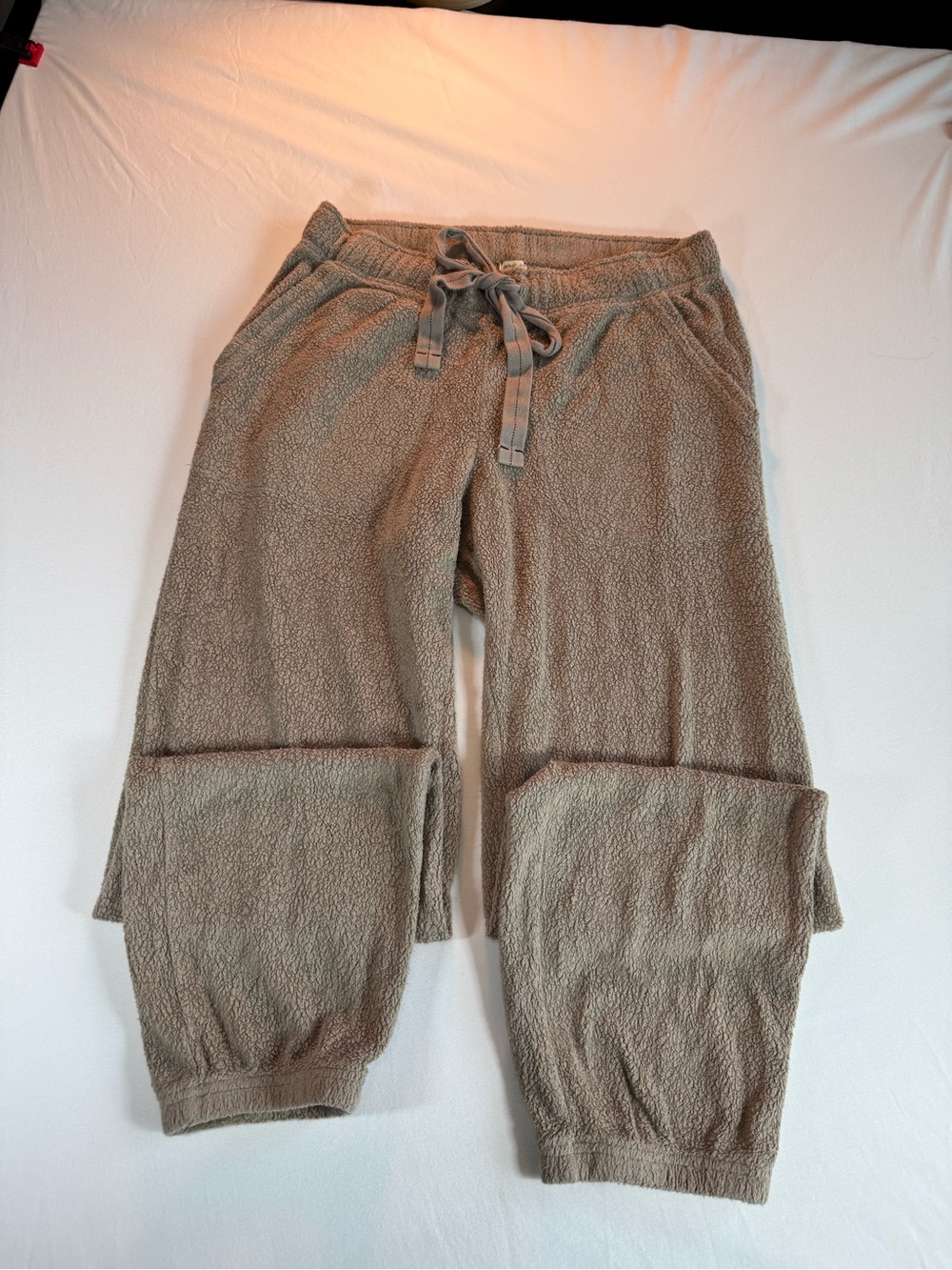 Aerie Chilled Out Cozy Fleece Joggers Beige High Rise Small Petite Pockets